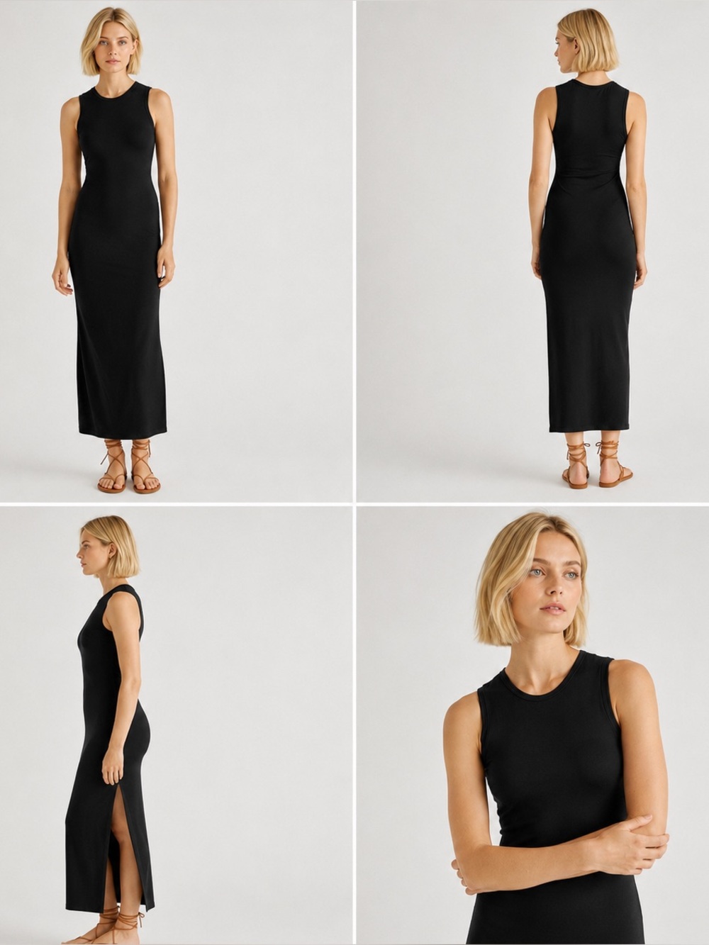 Quince $97 Tencel Jersey Tank Maxi Dress Black Small EUC